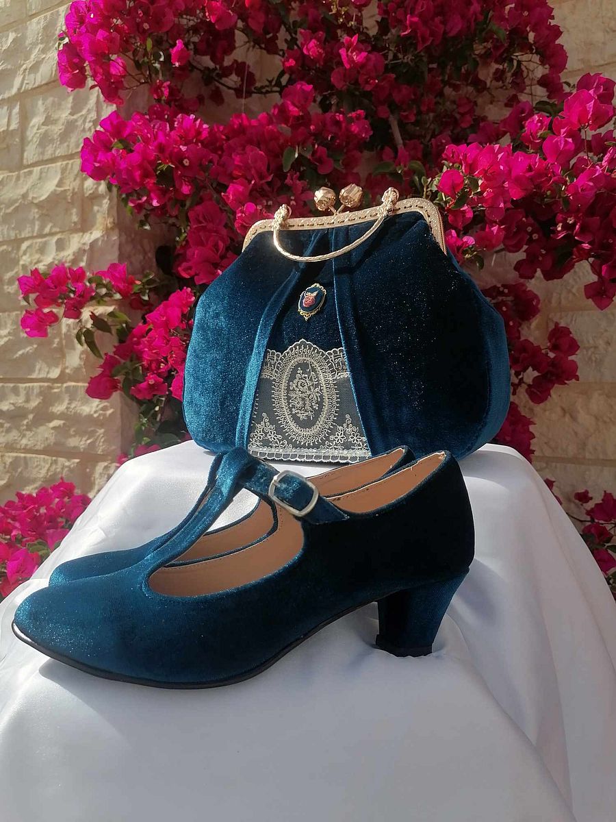 Velvet teal handbag product image (3)