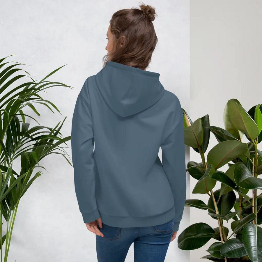 Plain Dark Greyish Blue Soft Summer Unisex Recycled Polyester Heavyweight Premium Hoodie by Treasure Pie product image (12)