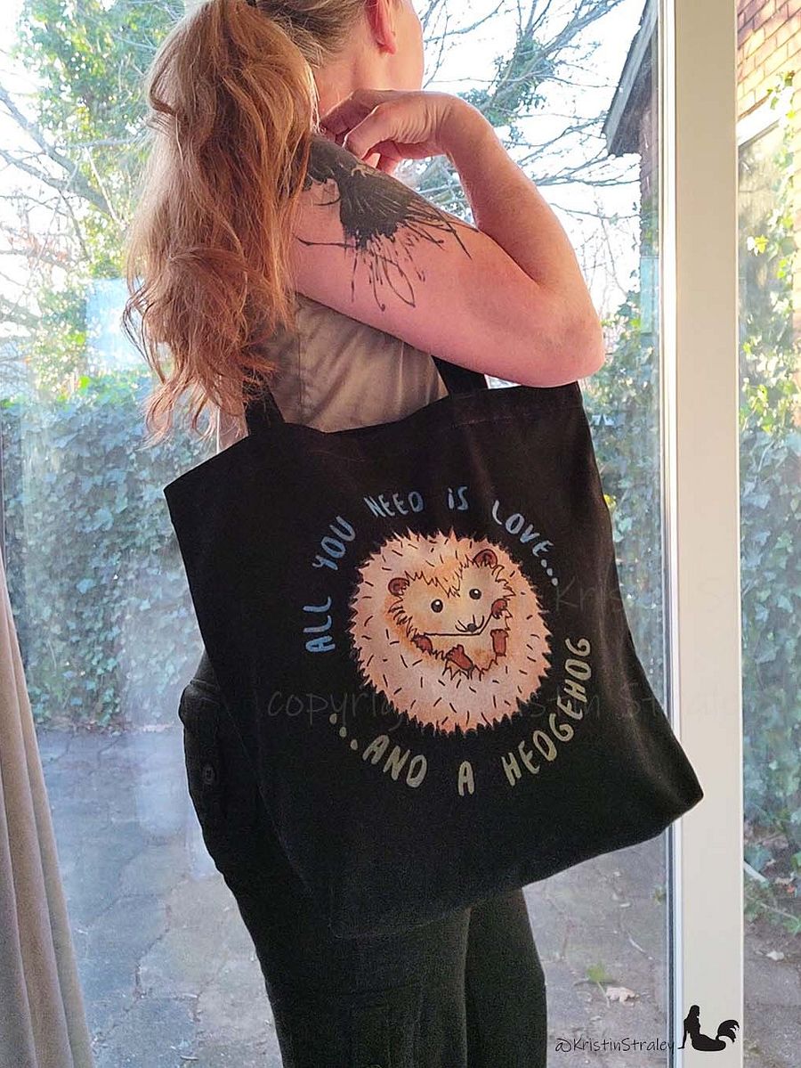 Hedgehog All You Need is Love... Eco Cotton Tote Bag product image (6)