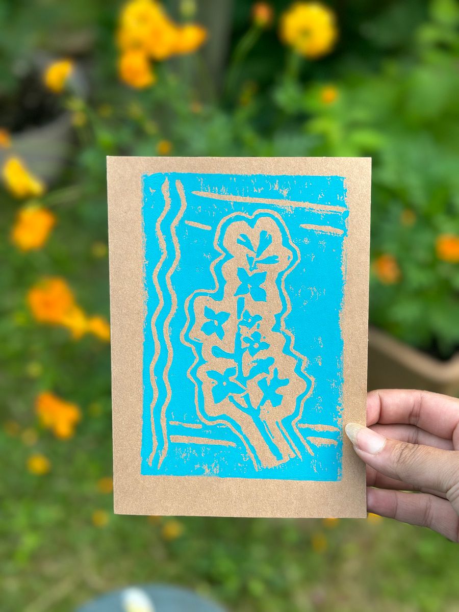 Lilac Block Print Greeting Card (Blank) product image (3)