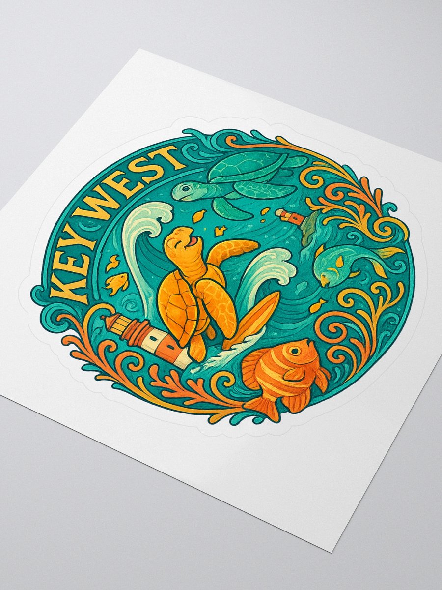 Kiss-Cut Key West Tropical Sticker with Turtles, Fish, and Lighthouse product image (3)