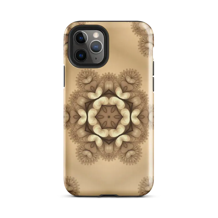 Tough Phone Case for iPhone® - Brown and Beige Geometric Snowflake Design product image (2)