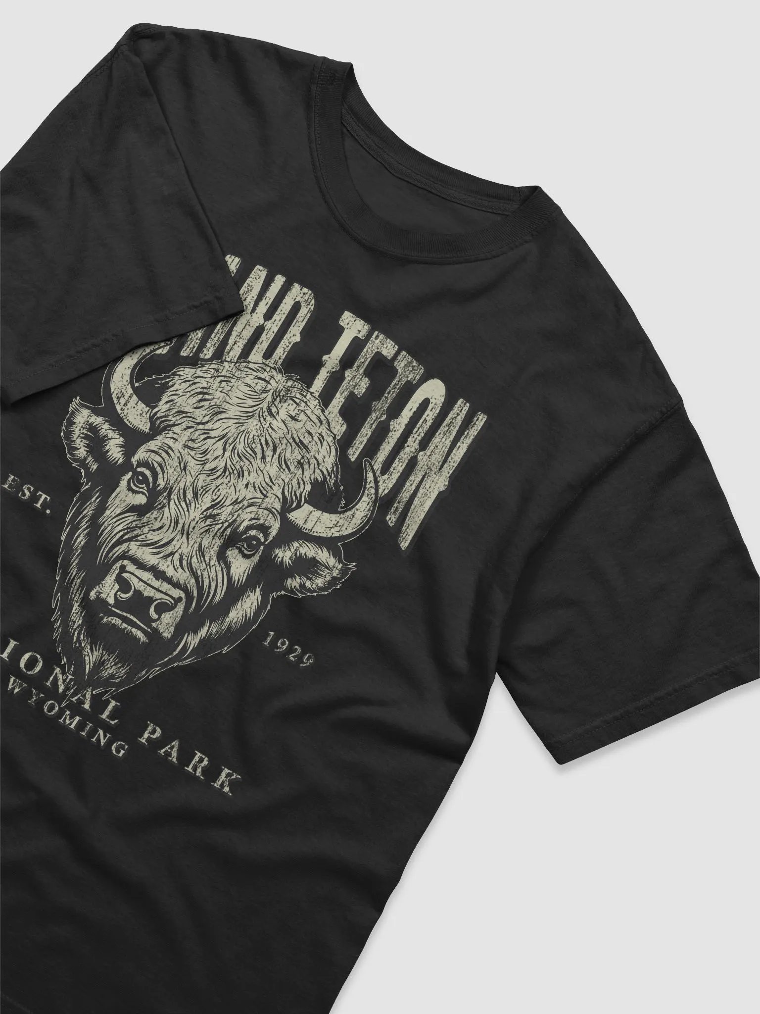 Grand Teton National Park, Wyoming Tee | Vintage-Style Grunge Western Shirt with a Bison's Head product image (3)
