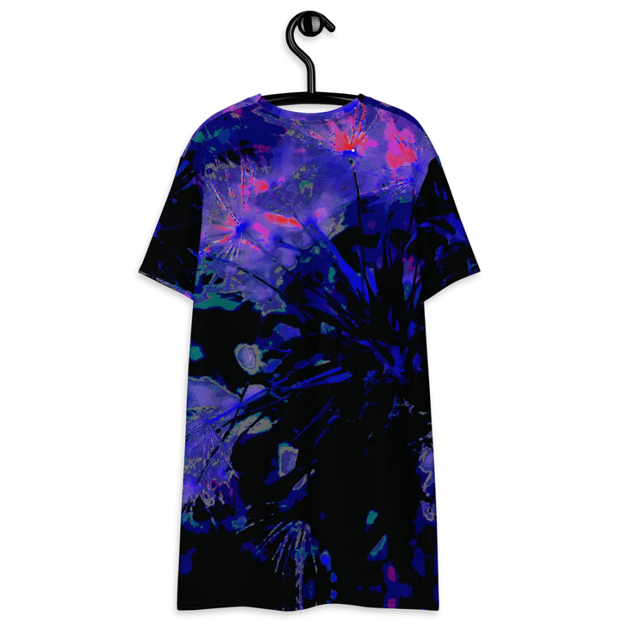 Abstract Funky Neon Dandelion Seeds Ladies T Shirt Dress product image (8)