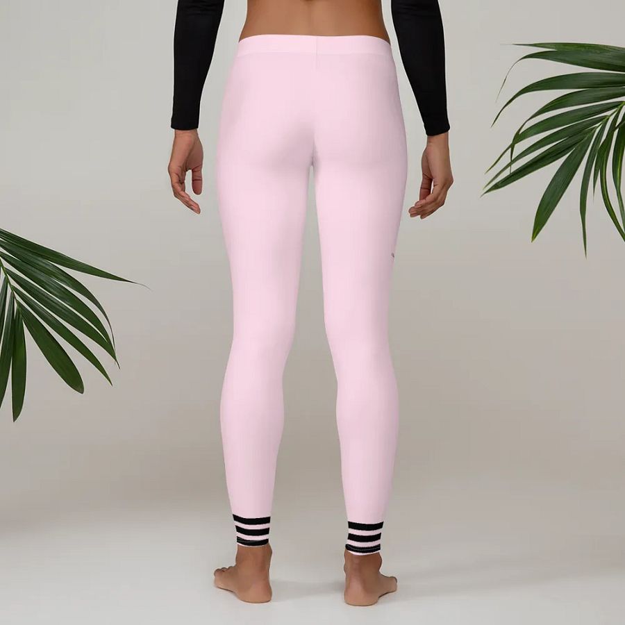All-Over Print Leggings-Backfill Pig pink colour with Pink Lady design black stripes product image (4)