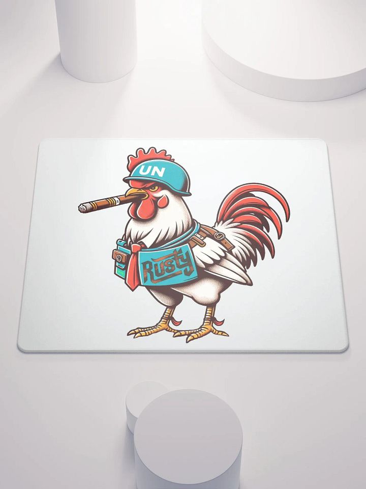 White Rusty the Rooster Gaming Mousepad! product image (1)