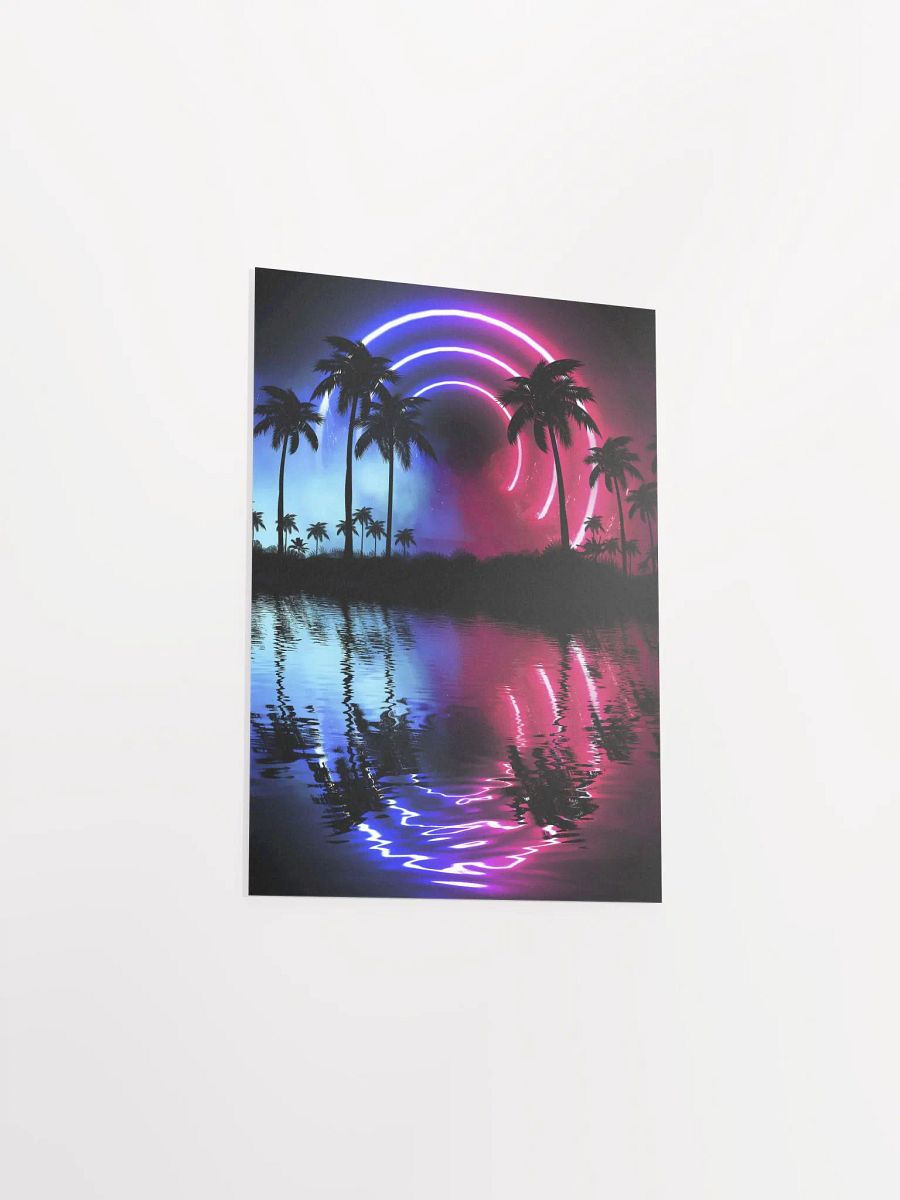 Neon landscape: Palms & Arc [synthwave/vaporwave/cyberpunk] — Aesthetic retrowave poster product image (10)