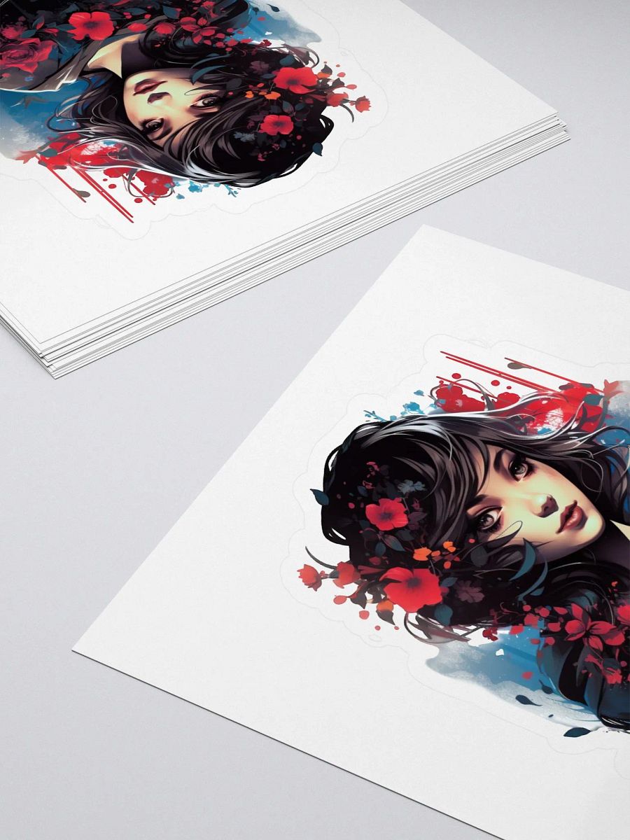 Windswept Red Flower Girl Sticker product image (4)