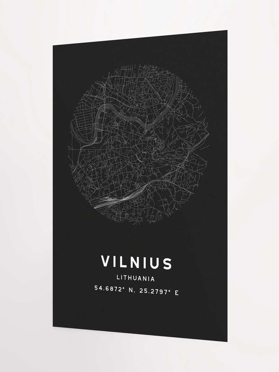 Vilnius Street Map Poster – Black Minimalist Circular City Art product image (5)
