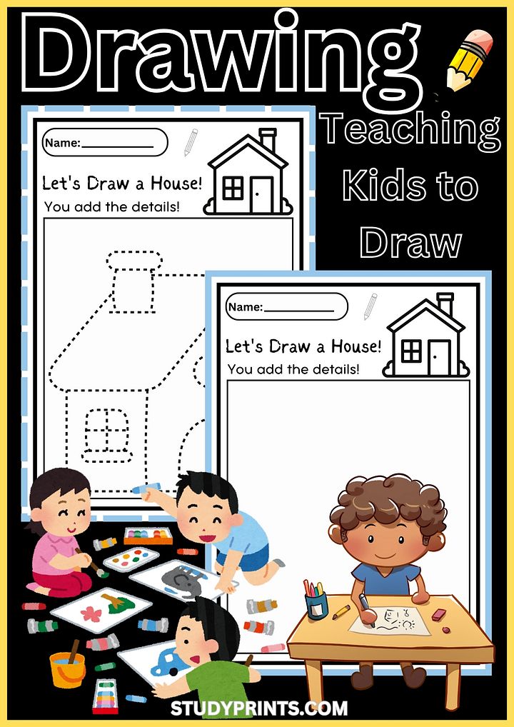 Teaching Kids to Draw 10 WORKSHEETS ACTIVE PRINTABLE product image (1)