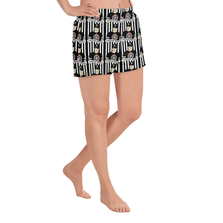 Grobari Čikago KK Partizan All-Over Print Women's Athletic Short Shorts product image (3)