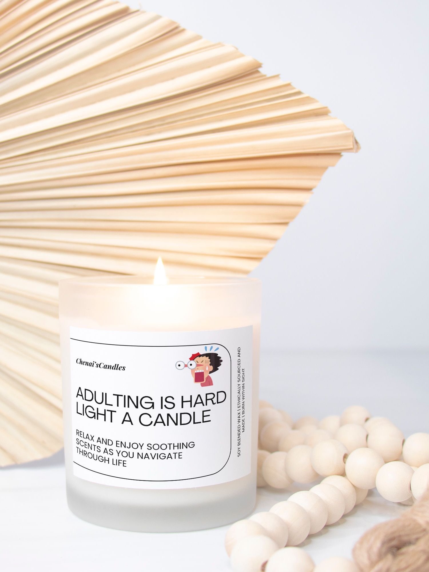 Adulting is hard frosted candle product image (4)