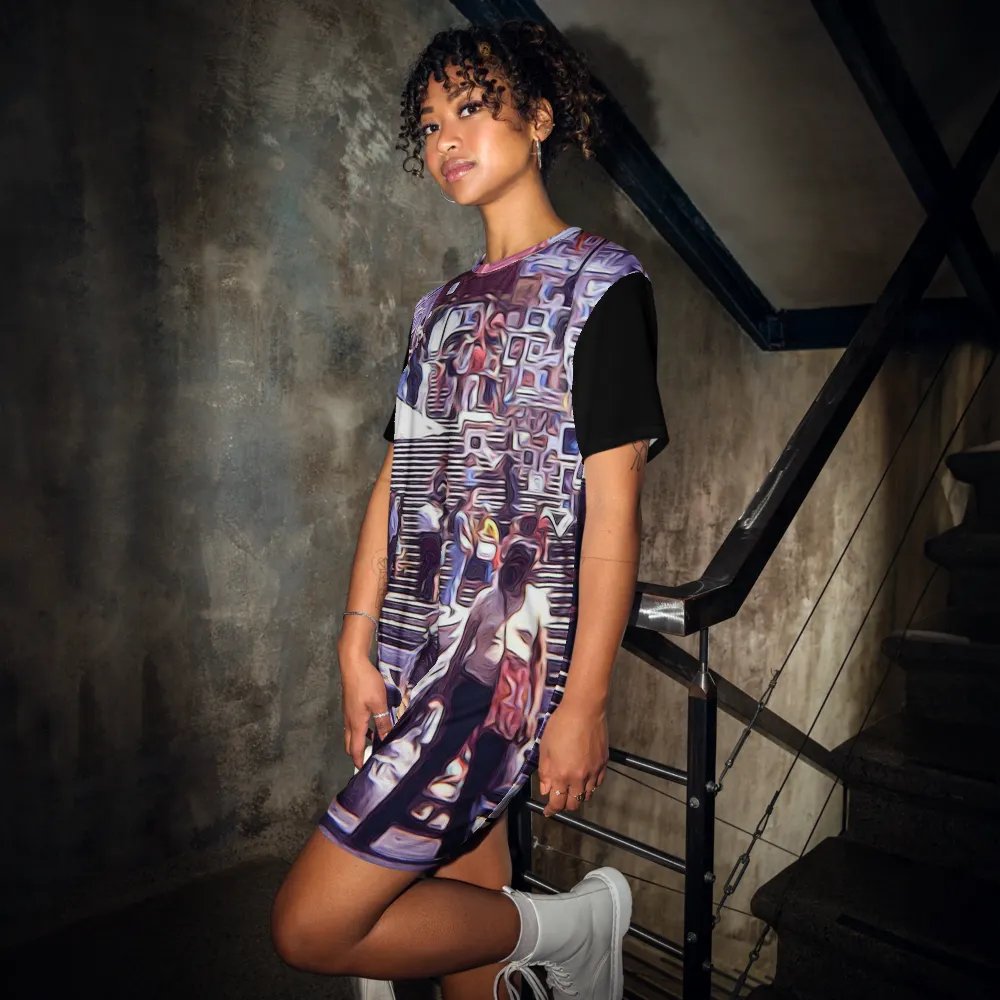 Art Market Spanish Steps Rome 1970s Tshirt Dress product image (2)