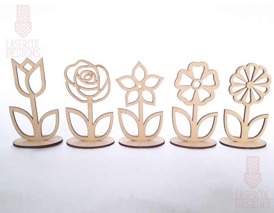Flowers - Set 1 - (Two Sizes, Five Styles) - Laser Cut Files product image (10)