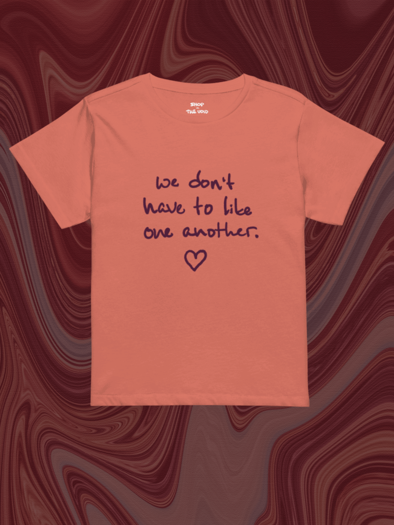 ONE ANOTHER (maroon design) printed waist-length tee product image (1)