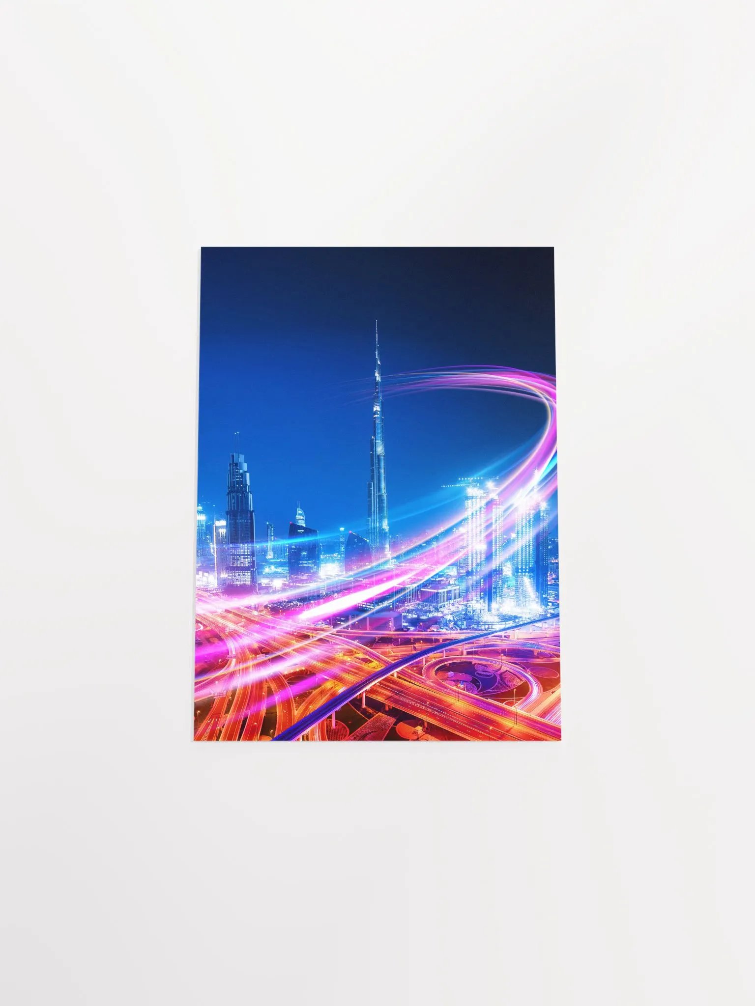 Neon city: Dubai, Burj Khalifa #2 (synthwave/vaporwave/retrowave/cyberpunk) — aesthetic poster product image (9)