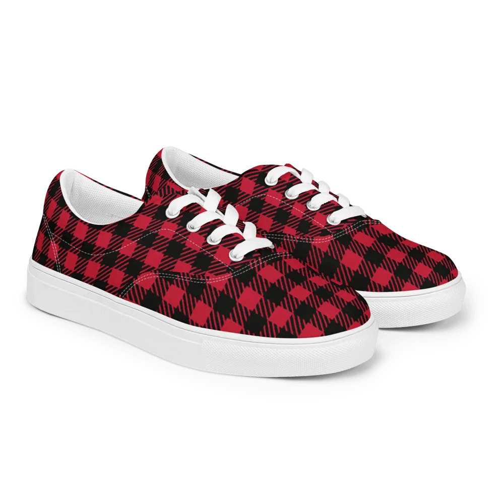 Bold Buffalo Plaid Women's Lace-Up Canvas Shoes product image (3)