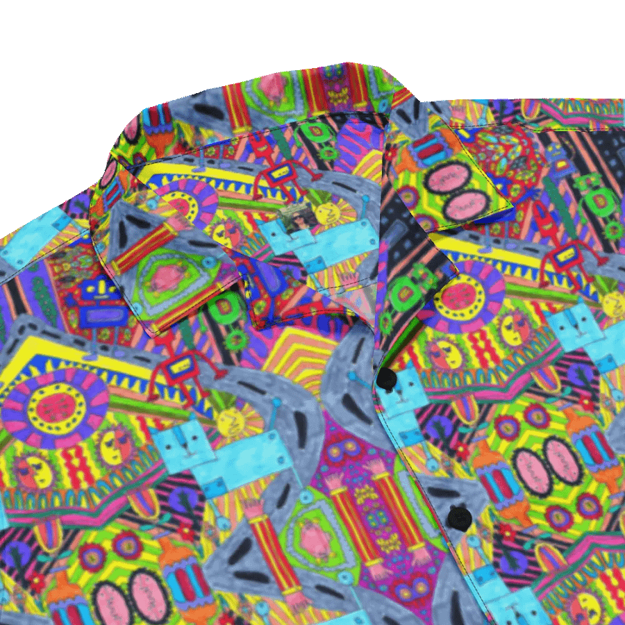Abstract Colourful Doodle Art Robots Unisex Hawaiian Shirt product image (6)