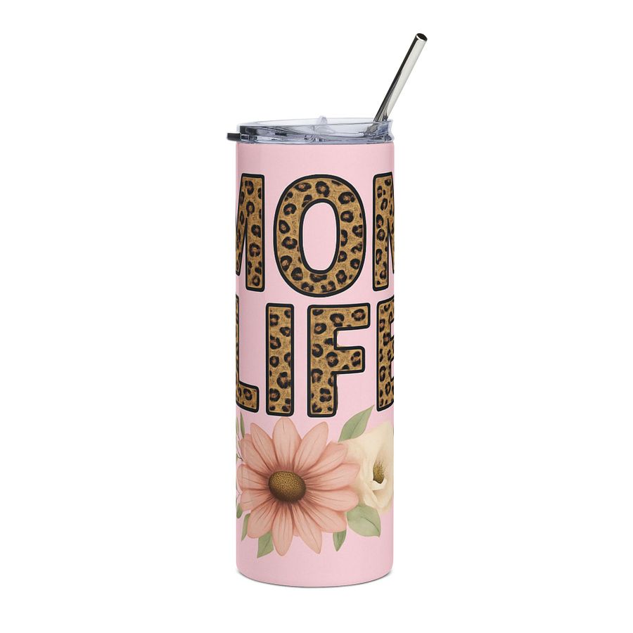 Mom Life 20oz Tumbler Wrap PNG – Leopard Print Pink Floral Design – Sublimation File for Cricut, Silhouette & Digital Download product image (9)