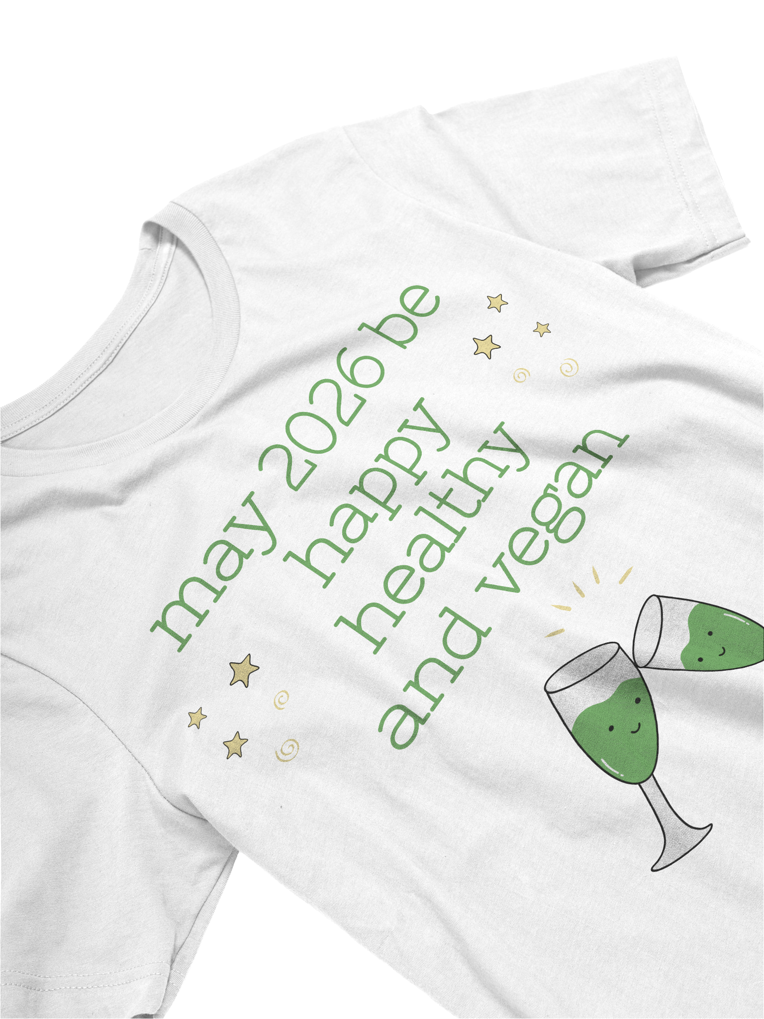 “Happy, Healthy, and Vegan 2026” Unisex White T-Shirt product image (3)