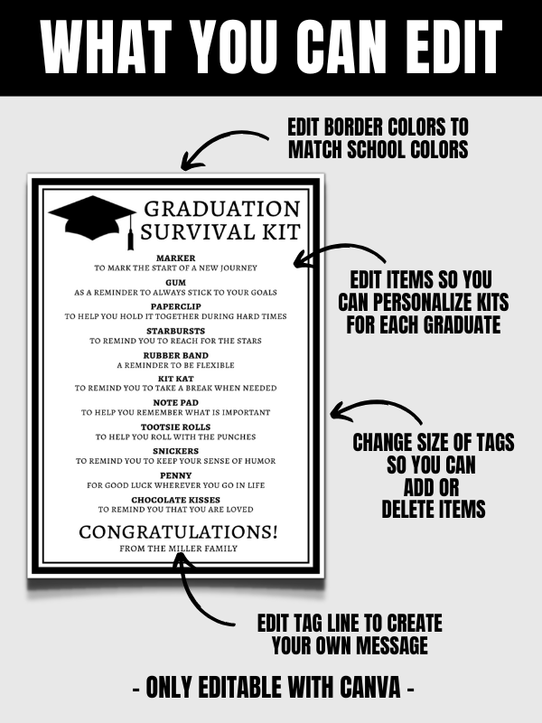 Editable Graduation Survival Kit & Gift Tags product image (4)