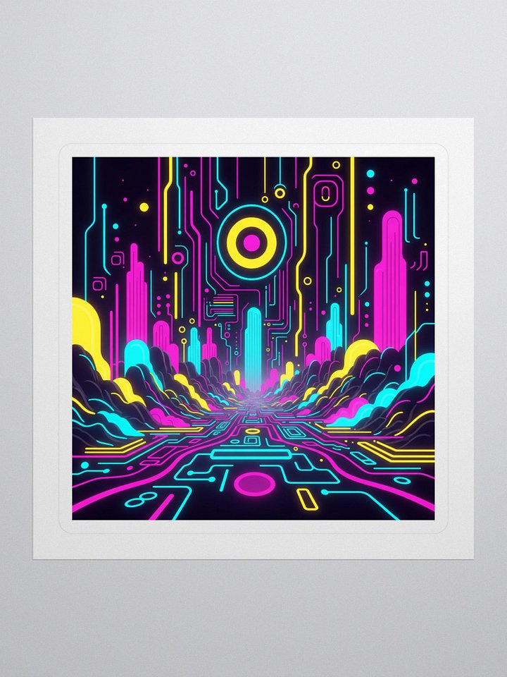 Neon Cityscape Kiss Cut Stickers product image (1)