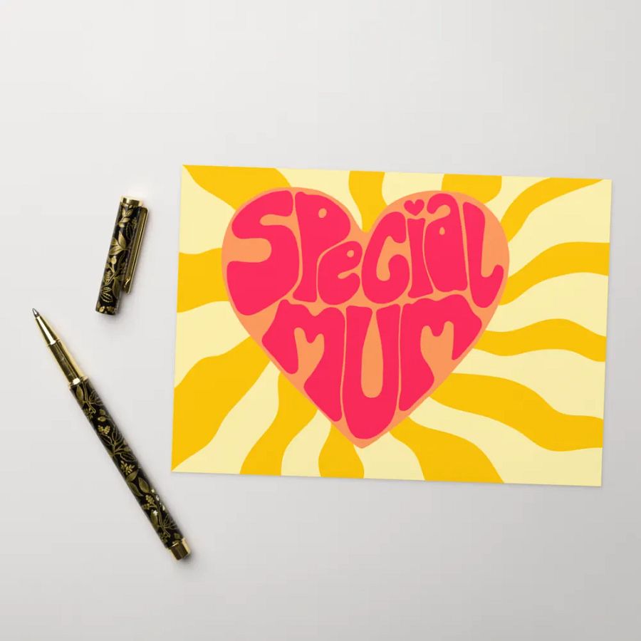 Special Mum sunburst retro landscape greetings card product image (11)