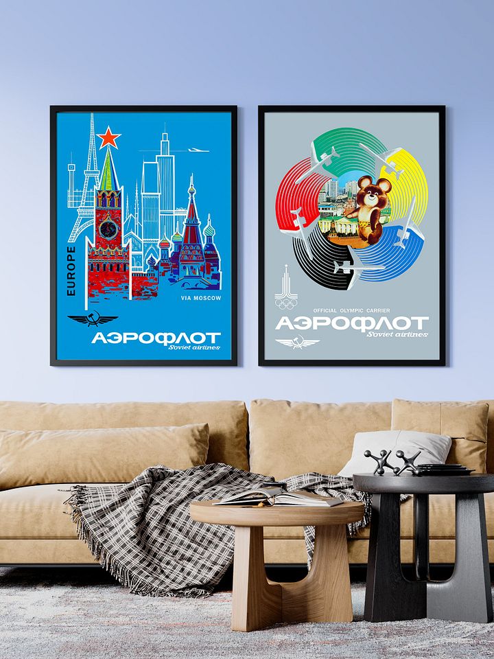 Soviet Aeroflot, USSR airlines Olympics 1980 — Soviet retro travel poster product image (2)