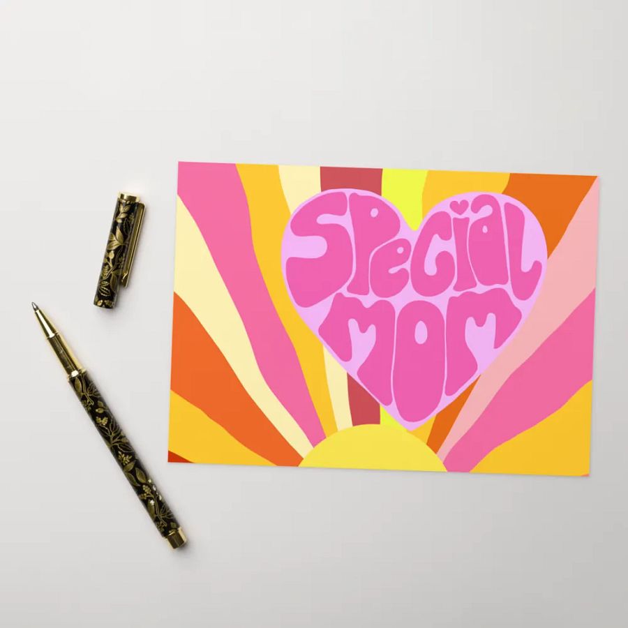 Special Mom pink retro landscape greetings card product image (11)