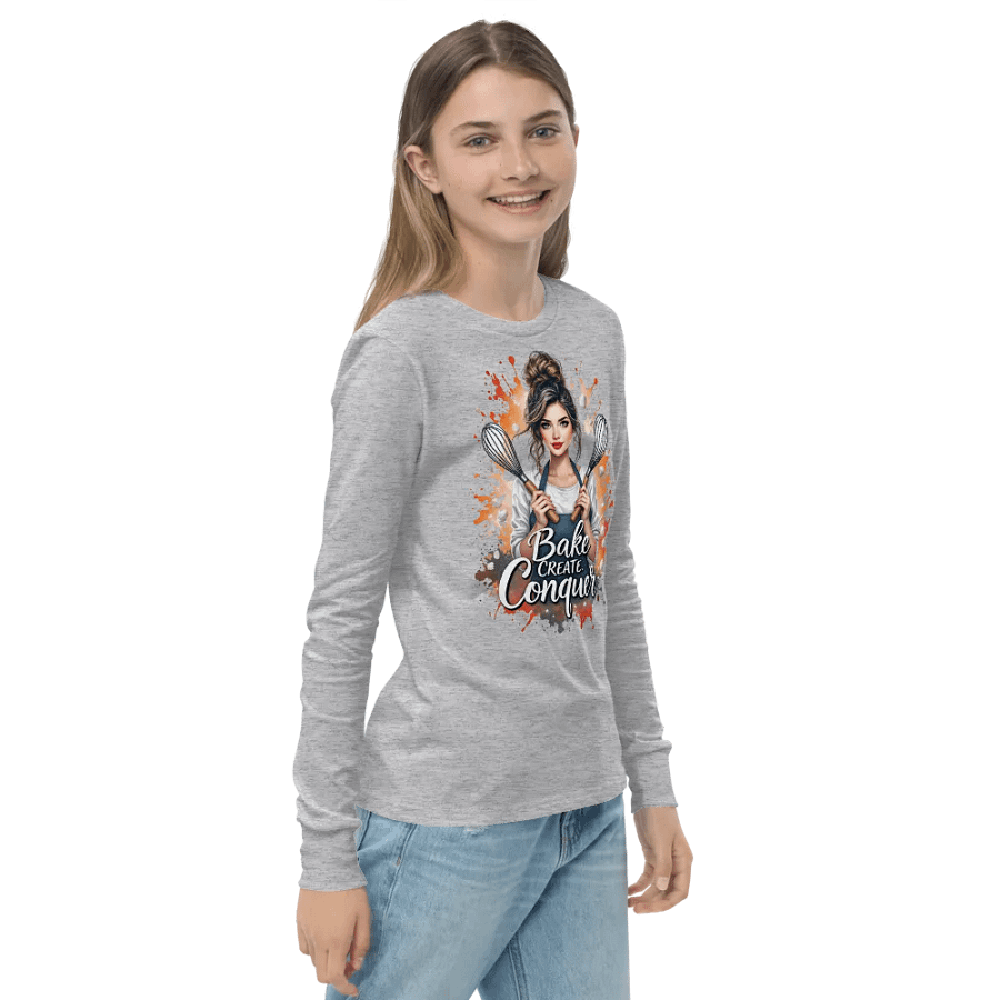 Bake Create Conquer Youth Long Sleeve Tee product image (22)