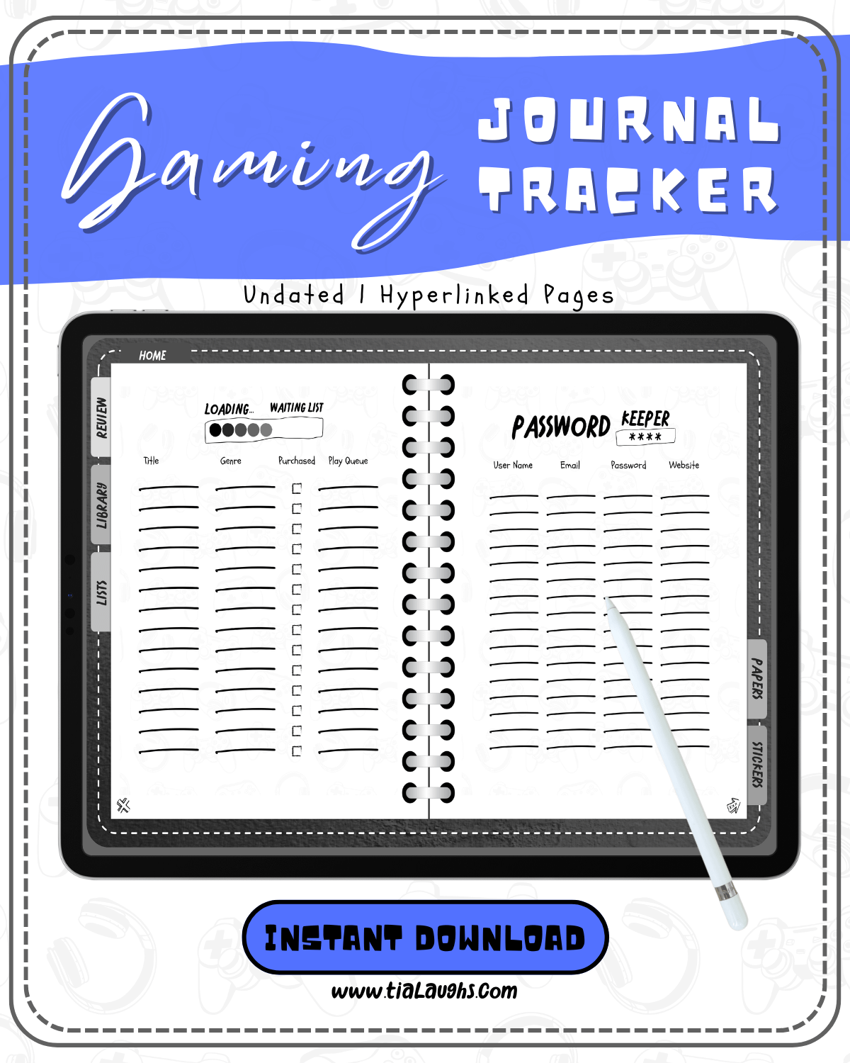 Gaming Journal Gaming Tracker Digital Version - Goodnotes Notability Noteshelf Compatible product image (3)