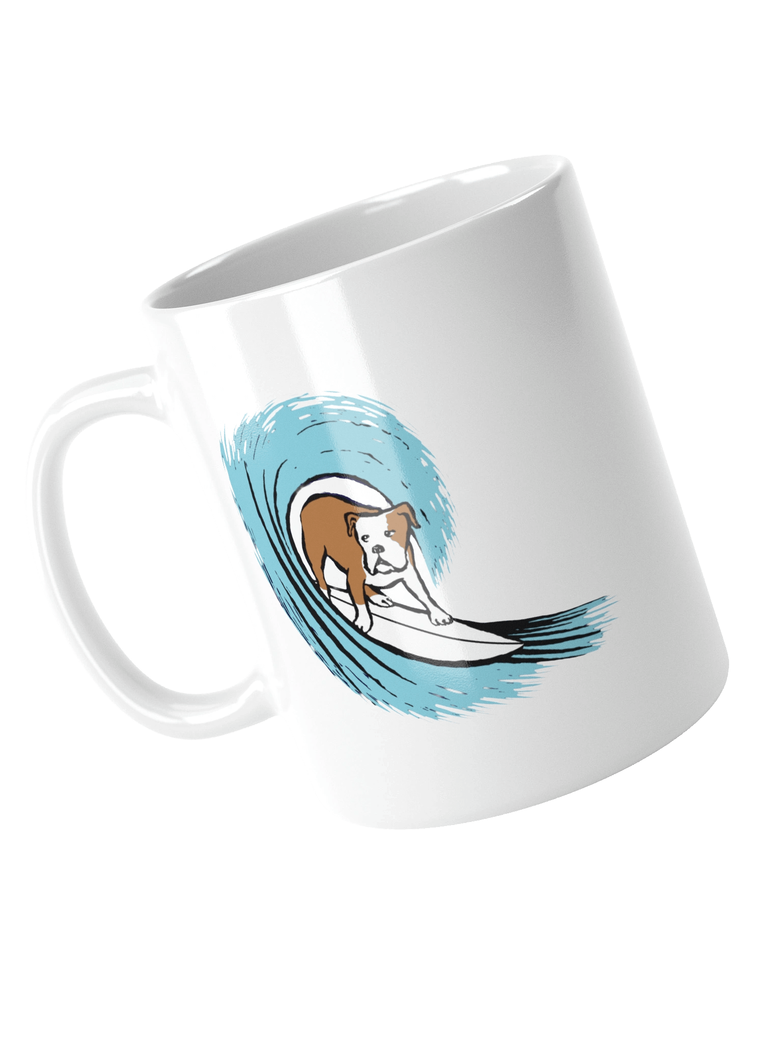 Surfing Bulldog White Glossy Mug product image (12)