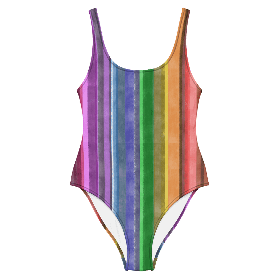 Cool Gouache Striped One-Piece Women's Swimsuit product image (7)