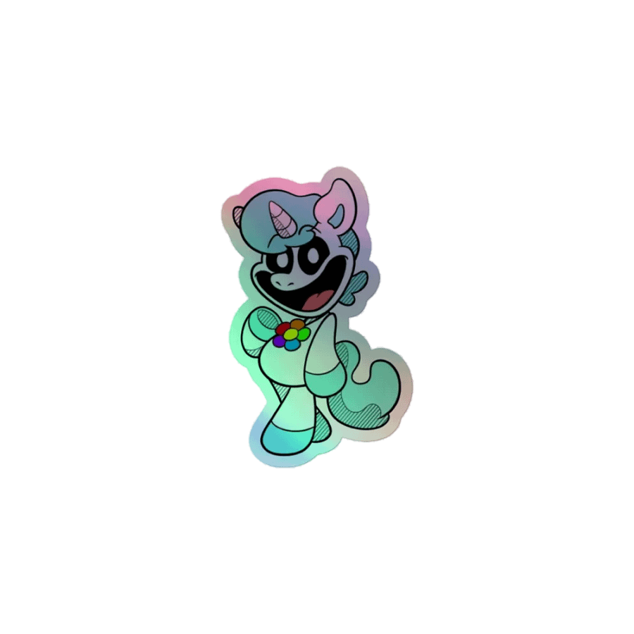 Smilling Critters Cheerful Unicorn Holographic Sticker Sheet product image (1)