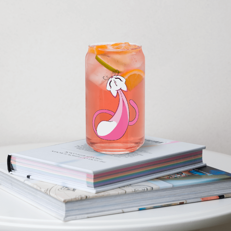 Calming Pink Cat Can-Shaped Glass product image (5)