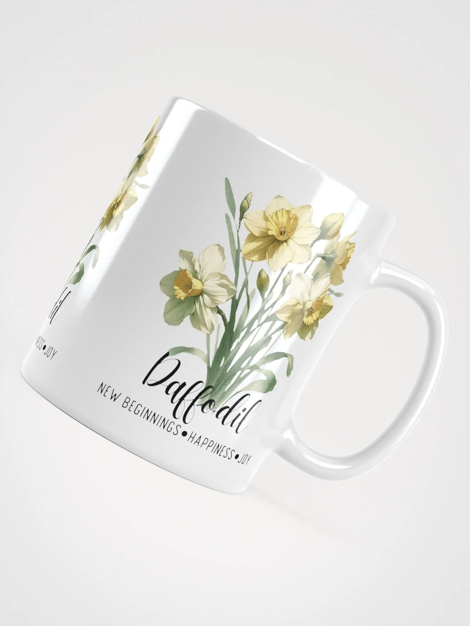 Daffodil Ceramic White Mug: New Beginnings, Happiness, Joy March Birth Flower product image (6)