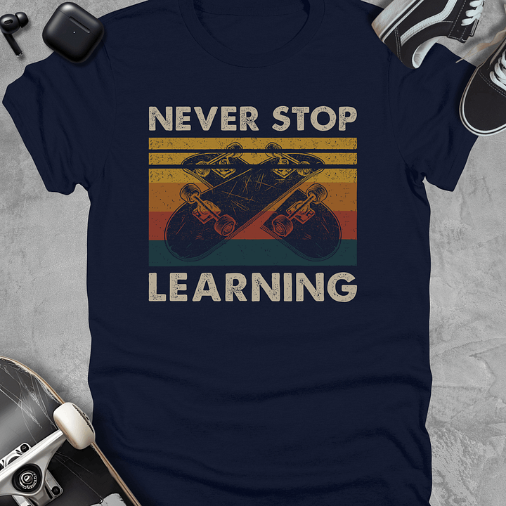 Never stop learning, Skate t-shirt, Unisex product image (3)