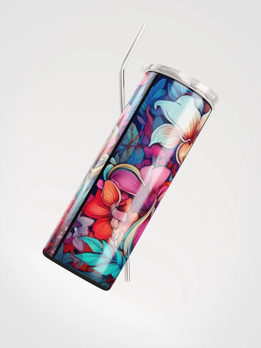 Bohemian Blossoms: Eclectic Floral Stainless Steel Tumbler with Reusable Straw product image (4)