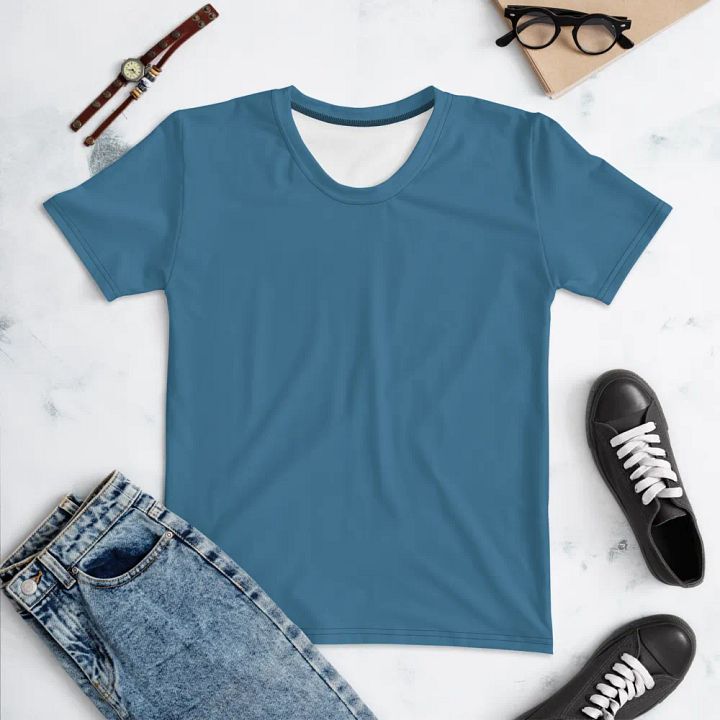 Plain Medium Blue True Summer Women's Crewneck Polyester Heavyweight Premium T-Shirt by Treasure Pie product image (1)