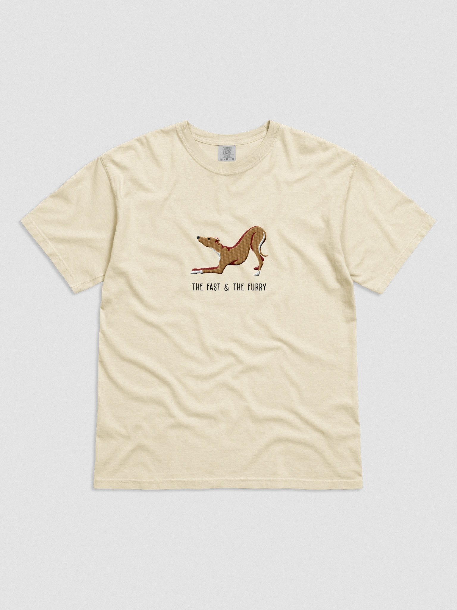 The Fast & The Furry T-Shirt(Embroidered) of an Italian Greyhound(Tan) product image (4)