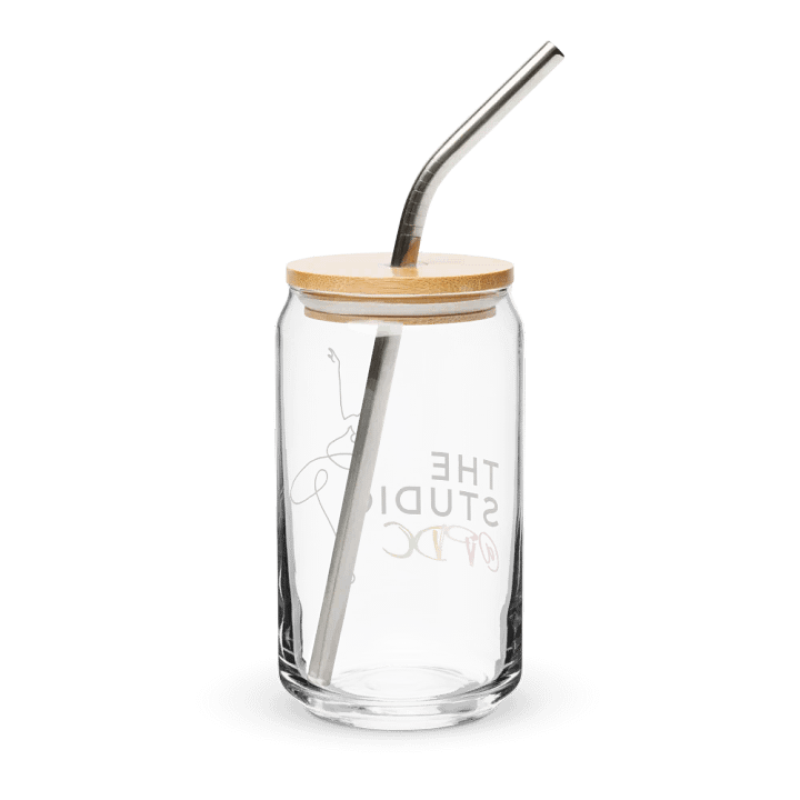 Can Shaped Glass with Lid and Straw | Studio Logo product image (2)