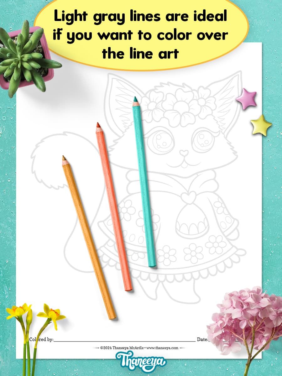 Cat with Heart Balloons - Single Coloring Page product image (3)