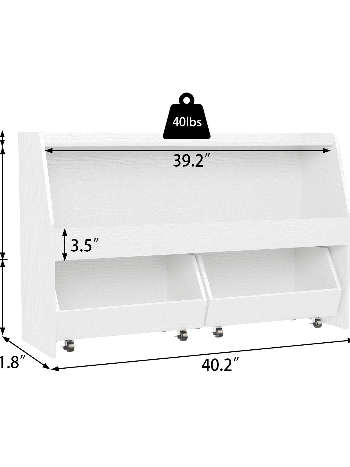 2-Tier Portable Toy Storage, Kids Toy Organizer W/2 Removable Bins with 4 Wheels（White) product image (3)