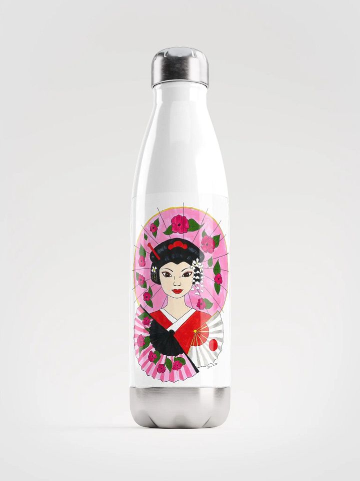 Japanese Geisha (art by Dina R.) acrylic painting picture - Stainless Steel Water Bottle product image (1)