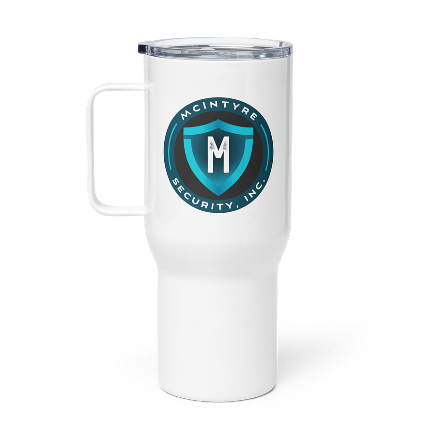 Stainless Steel Travel Mug with Handle - McIntyre Security Inc. Logo product image (1)