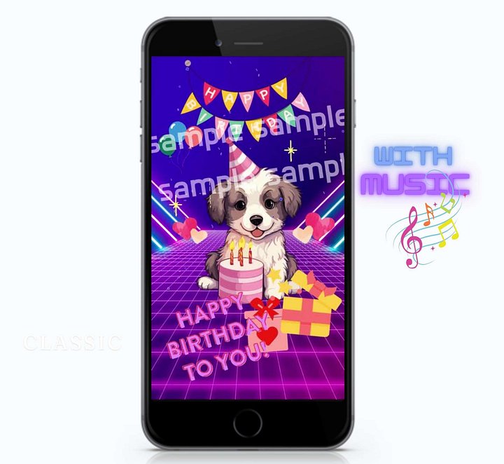 Cute dog Happy birthday E-card [Instant Download] product image (1)