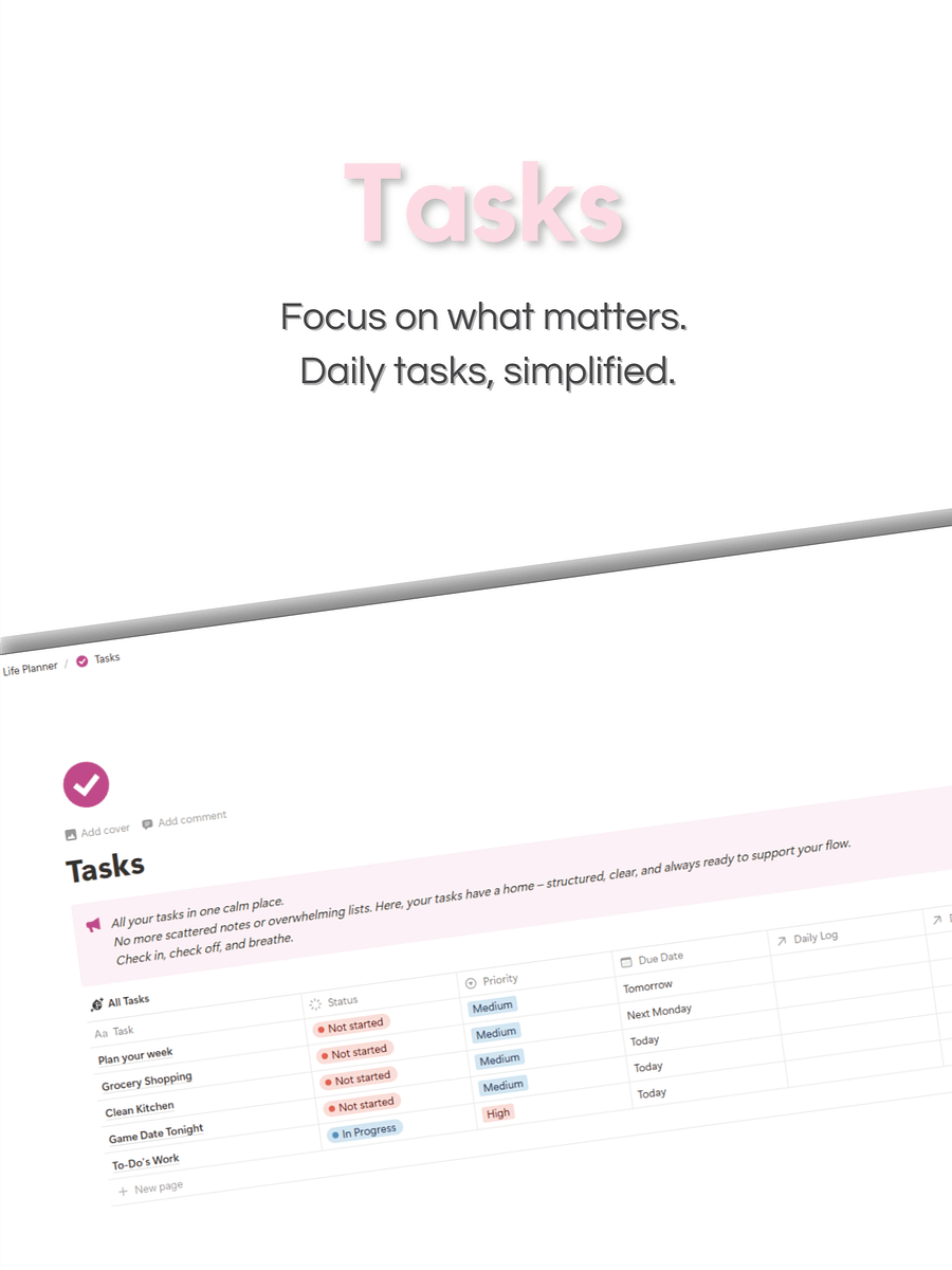 All-in-One Life Planner Template for Notion – Daily Planner, Tasks, Habits & Meal Tracker product image (6)