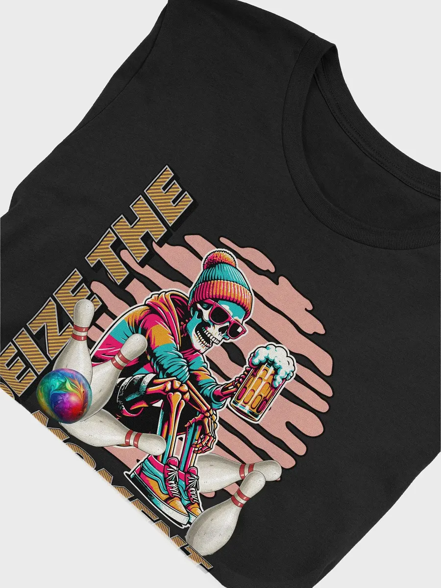 Seize The Moment Skeleton Beer Bowling Iconic Comfort Supersoft T-Shirt product image (6)