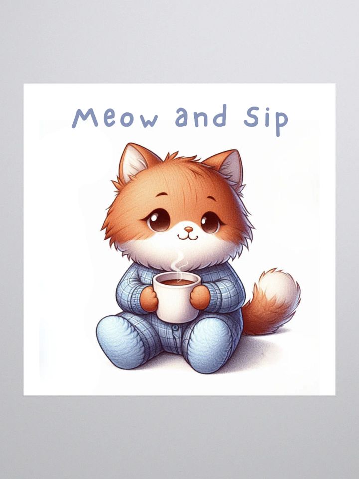 Adorable 'Meow and Sip' Cat Sticker product image (3)