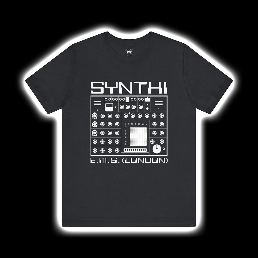 EMS Synthi T-Shirt - AKS VCS3 Electronic Music Studios London by Vintage Voltage (WHITE PRINT) product image (1)